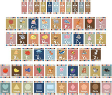 57 Pcs Alphabet for Classroom Wall ABC Alphabet Poster Letters Number Line Color