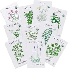 Sereniseed Organic Herb Seed Kit 10-Pack Non-GMO Heirloom Seeds for Indoor/Outdo