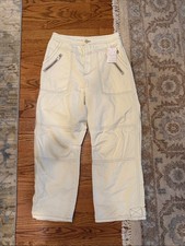 NWT Free People Cream Cargo Pants Zip Pockets Size 8