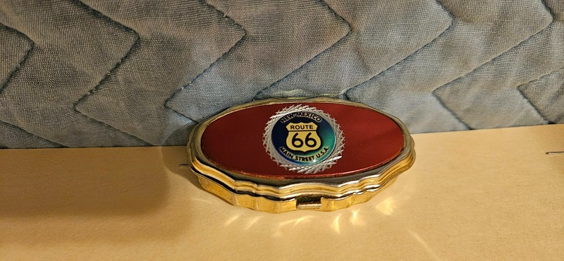 VINTAGE ROUTE 66 PILL BOX FROM NEW MEXICO--MINT