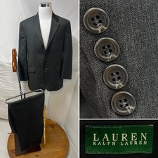 Ralph Lauren Men's 42R X 33W Blazer Jacket Pants Charcoal Gray Wool Suit
