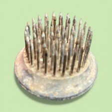 Vintage Teeny Tiny Metal Spike Flower Frog - 1 1/2" Round