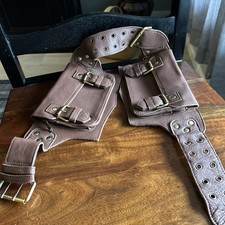 Leather Utility Pouch Fanny Pack Messenger Waist Belt for Men  Women brown 