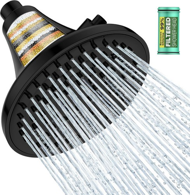 #ad High Pressure Filtered Shower Head One Button Filter Replacement Removes $14.99