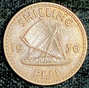 1936 Shilling Fiji Silver Coin