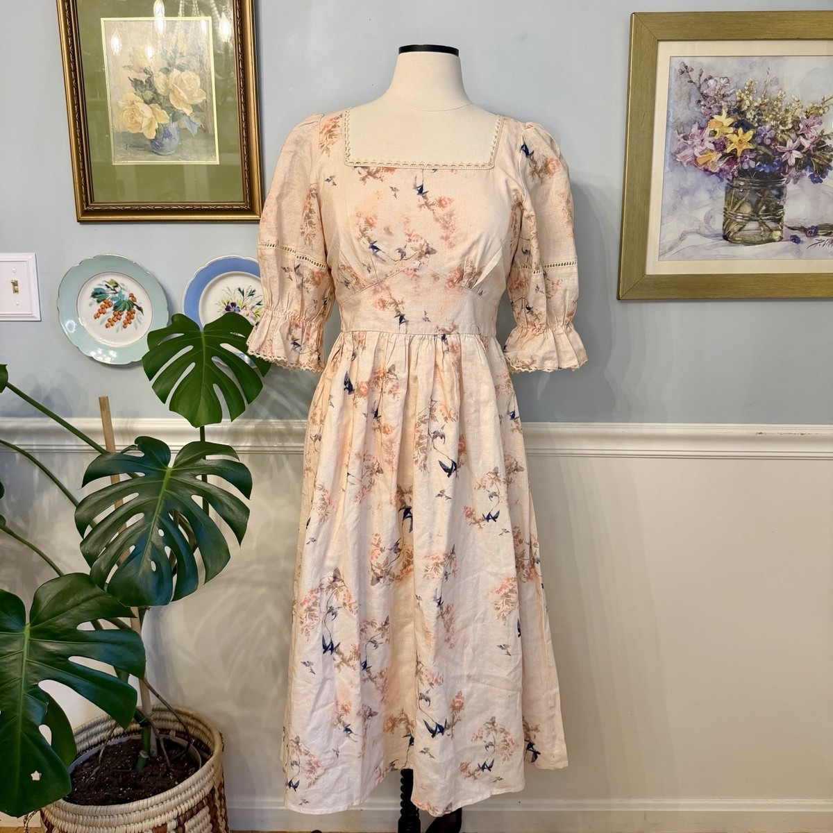 white christmas dresses Romantic Floral Dress– The Cottagecore main image 1