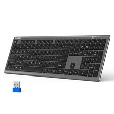 Bluetooth Keyboard Rechargeable, 4Device Free Switching 2.4G BT, UltraSlim Fu...