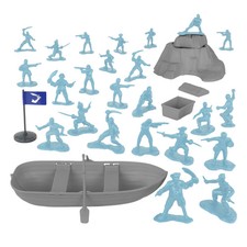 TimMee Processed Plastic Blue Pirates Figure Gray Tim Mee Toy Boat Chest Island