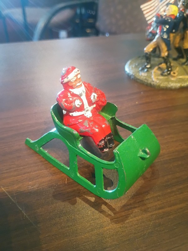 VTG LEAD RARE BARCLAY "SANTA W/ TOY BAG ON SLEIGH" B197 Rare Free Shipping 