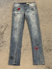 Diesel Kids Jeans Size 12 Slim Skinny Drawings AOP Graffiti Blue Stretch Denim