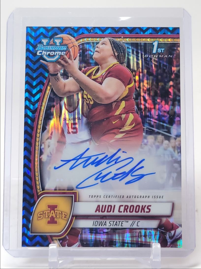 AUDI CROOKS 2024-25 BOWMAN U CHROME 1ST BLACK BLUE STEALTH AUTO /100 Q5211