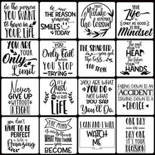 16 Pcs Inspirational Word Stencils, Quote Phrase Sayings Templates, Craft S...