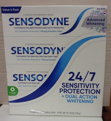 SENSODYNE Advanced Whitening Toothpaste, 6.5 oz, 4-Pack ( scuffed)