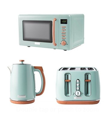 Haden Wasserkocher Toaster Mikrowelle Küchenset 1,7 l, 4 Scheiben, 800 W Dorchester Salbei