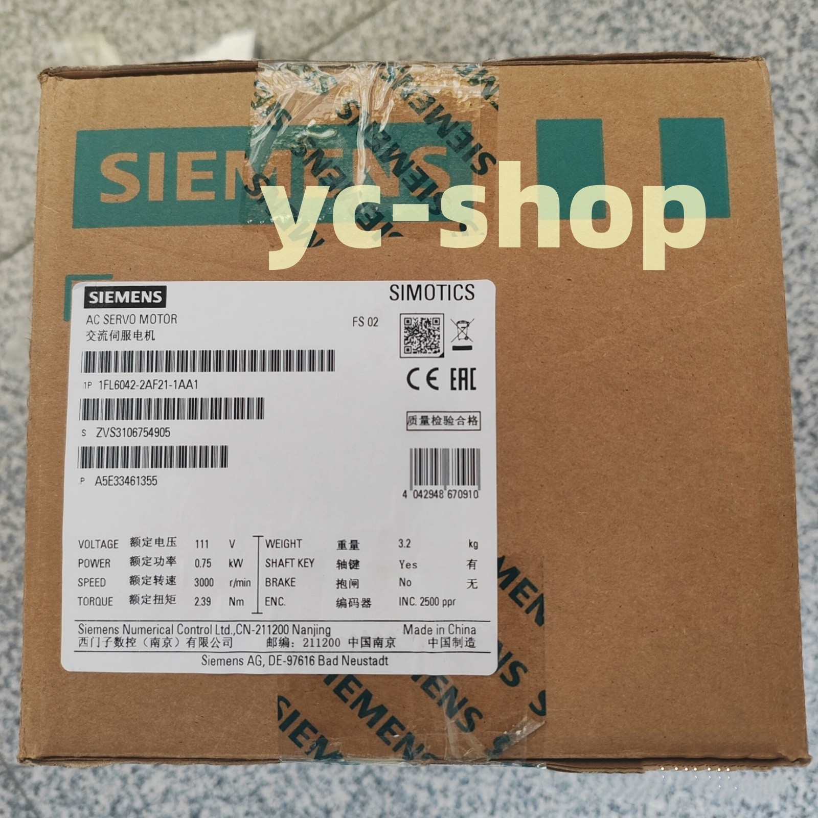 1PCS NEW Siemens 1FL6042-2AF21-1MA1 Servo motor Fast shipping FedEx or DHL*c