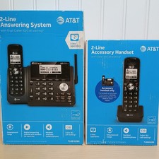 AT T Cordless Phone Answering Machine System 2-Line Expandable Black Intercom