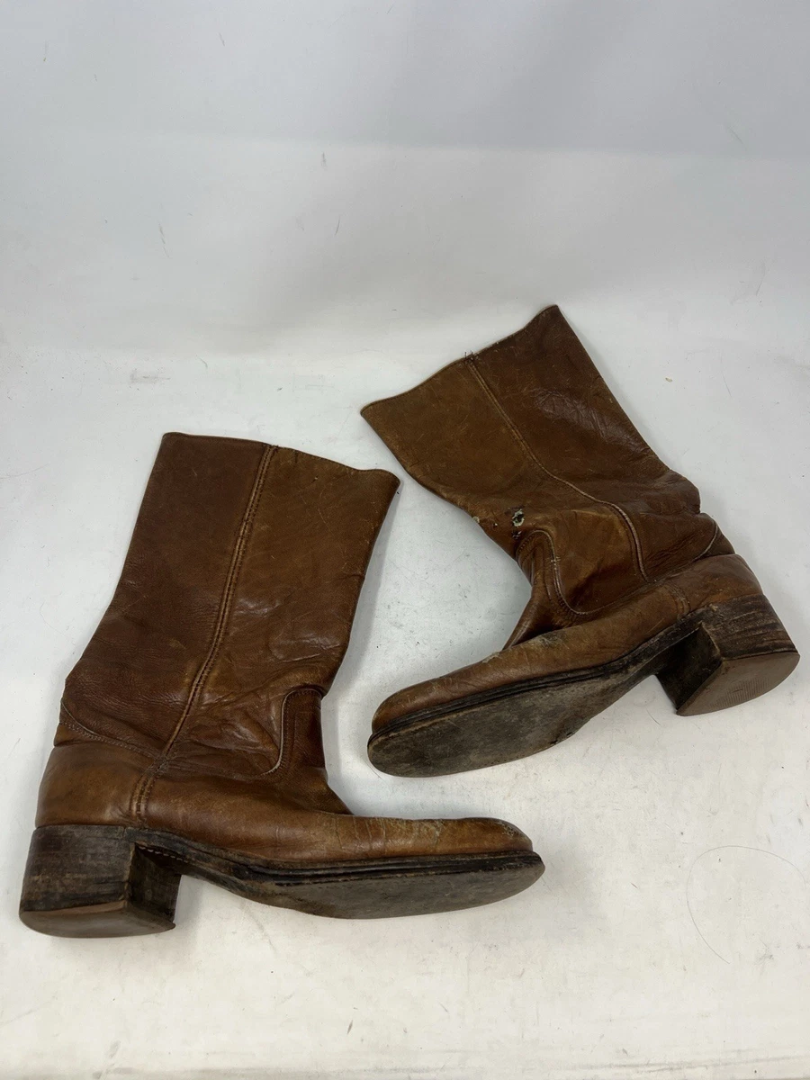 Frye Campus 2595 Men 8.5 EE Wide Dark Camel Brown Leather Boots Made USA Vintage FRYE Men main image 3
