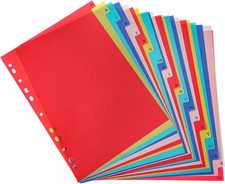 21 Tab A-Z Binder Dividers, 3 Ring Plastic Binder Dividers with Tabs Multicolor