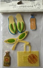 AT THE BEACH Dimensional Stickers 5pc Sunglasses  Vellum  Tropical  Card Making  