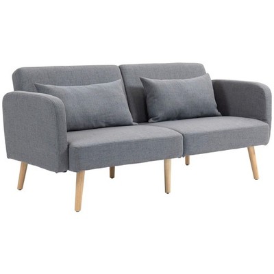 Zweisitzer Click-Clack Schlafsofa, mit Kissen - Grau