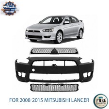 Front Bumper Cover Primed Grille Assembly Kit For 2008-2015 Mitsubishi Lancer