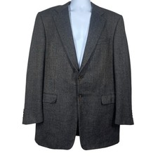 Hickey Freeman For Mark Shale Tweed Sport Coat 43 Long Blue Brown 100 Wool
