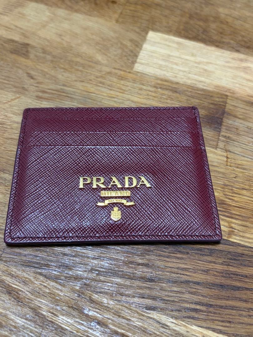 PRADA Saffiano Metal Card Case Red Leather with Box and Guarantee thumbnail 4
