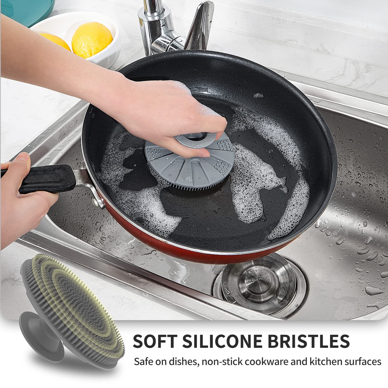 Silicone Sponge, BEAUTAIL Non-Scratch Scrub Sponges for Washing Dishes, Kitch...