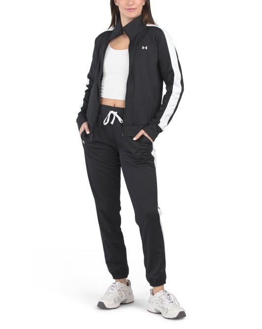NWT  UNDER ARMOUR 2 PC Tricot Tracksuit Pants & F/Z Track JA