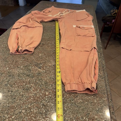 POL Wide Leg Baggy Cargo Pull On Sweatpants Drawstring Distressed Women's L Pink - Picture 7 of 12