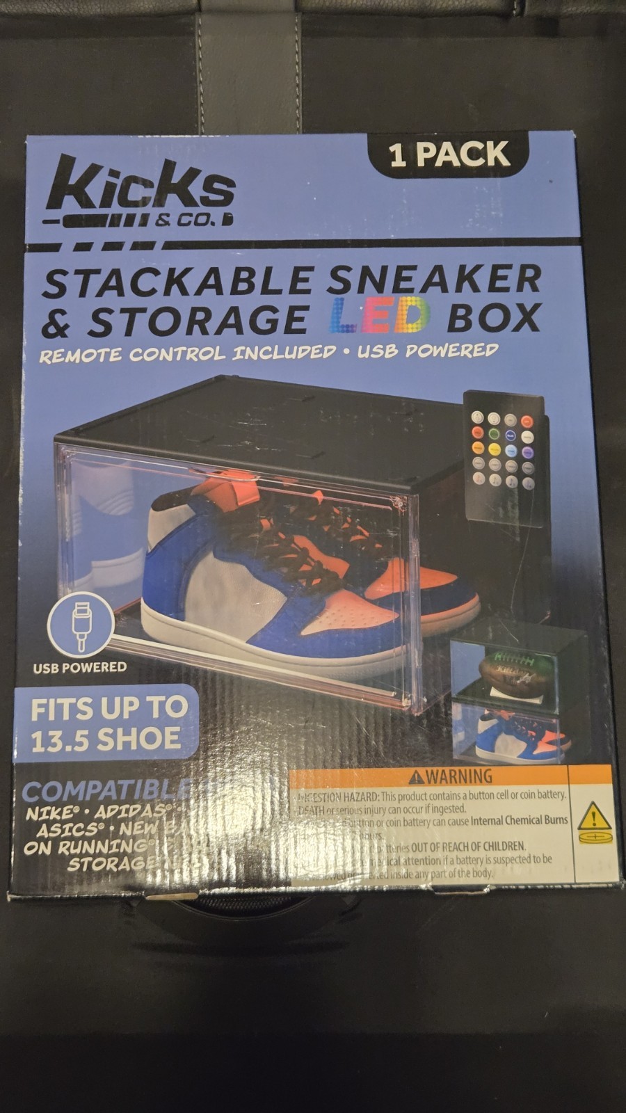 Kicks & Co. Shoe Display Case / Storage - LED Stackable 1 Un