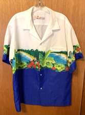 Vintage Shoreline Hawaii Men's Hawaiian Aloha Shirt with Beach Scene - XL
