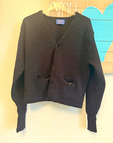Pendleton, Rare Vintage 1950s/60s Pendleton Black Wool Cardigan Sweater Size XL