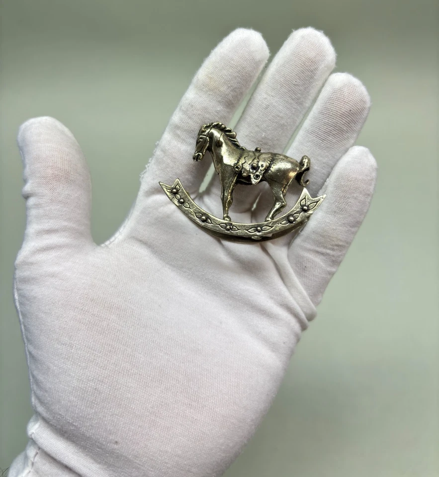 MICROFUSIONE ARGENTO VINTAGE CAVALLO A DONDOLO MINIATURA MARCHIATO - 60 70 80' - Immagine 2 di 4