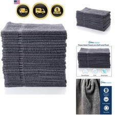 Cotton Hand Towels Gray 16x27 Inch 12 Pack Soft Absorbent Quick Dry