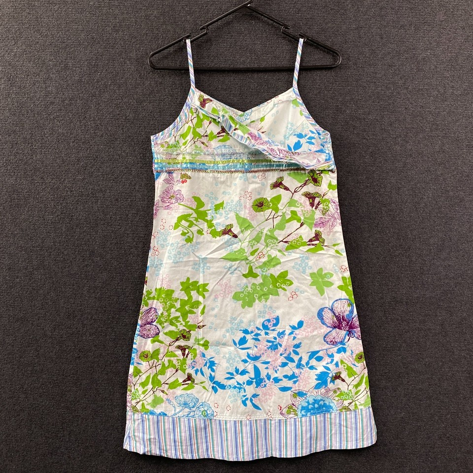 Annil Womens Mini Slip Dress Multi Floral Sequins Ribbon Ruffle V-Neck Size XS