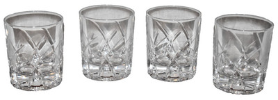 Set Of 4 Gorham Crystal Carrington Double Old Fashioned Whiskey Glasses 3 7/8''
