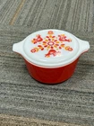 Vintage Pyrex Friendship 474-B Casserole W/ Lid Red Bird/Flowers 1.5 Qt