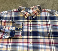 Ralph Lauren Plaid Oxford Shirt Long Sleeve Flesh Pony Men  s 4XB
