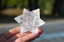 2.4"Natural clear quartz Merkaba Crystal Carved Reiki Crystal Sculpture Gift 1pc