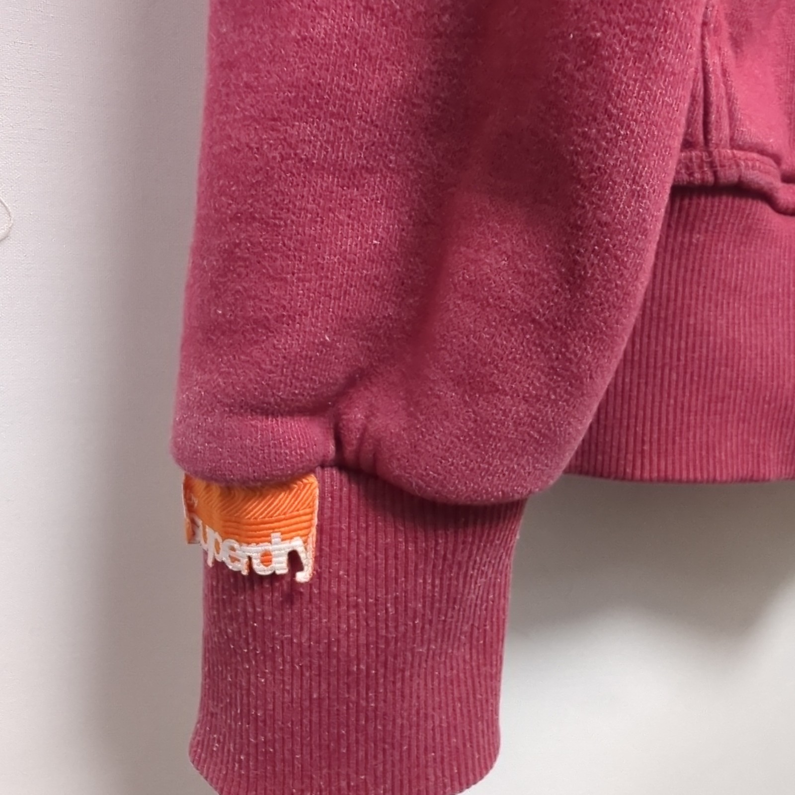 Superdry Orange Label Womens Burgundy Pink Zip Hoodie Embroidered Logo image 2