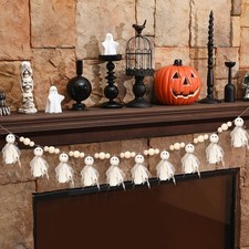 Fanfanwin 7Ft Ghost Halloween Garland Banner Decor 7 feet, White