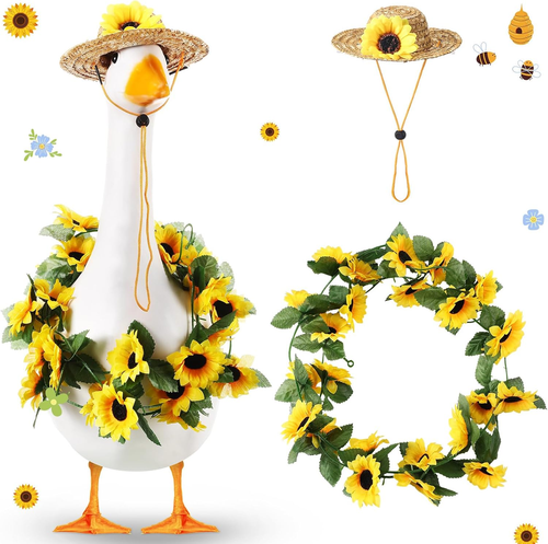 Abiti girasole portico oca compreso cappello girasole ghirlande con foglie somma - Foto 1 di 6