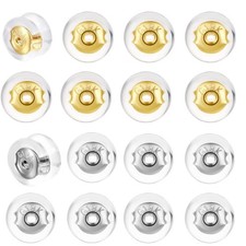 16PCS Silicone Earring Backs Replacements for Studs Heavy Earrings 18K Gold S...