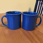 Vintage Fiestaware Mugs, Blue, Pair Of Two