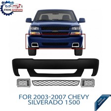 Front Bumper Cover Primed Bumper Grille Kit For 2003-2007 Chevy Silverado 1500