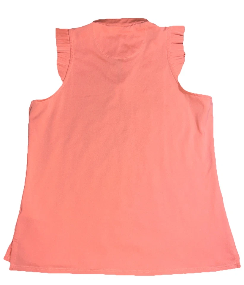 Lucky in Love Girls 14 Large Coral Peach Sleeveless Pleated Shoulder Tennis Top - Image 2 of 4
