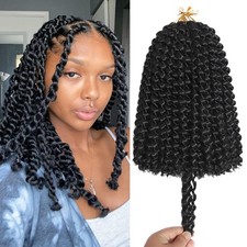 Passion Twist Crochet Hair for Women Black Color 9 10 Inch pack of 9 , 1B