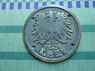 Lokschild K.P.E.V. original Betriebsspuren Messingguss Messing 24 5 cm
