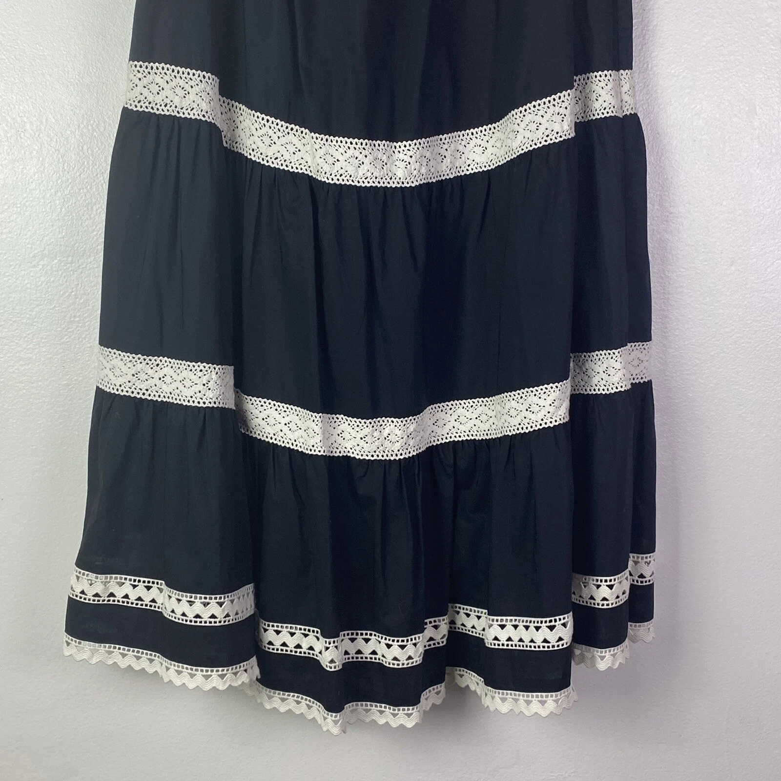 Abito donna Broome Street Kate Spade spalle scoperte taglia L nero accento uncinetto